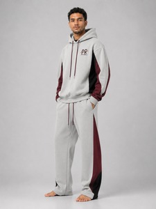 Ensemble de survêtement oversize : sweat à capuche et pantalon de jogging assorti en mélange de coton pour homme – Style décontracté, streetwear, idéal pour la gym et l'entraînement, coupe décontractée et douce - Product Image 2
