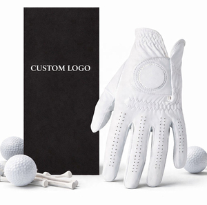 Gant de golf en cuir véritable blanc avec logo personnalisé, main droite, respirant, unisexe, fermeture à pression - Product Image 1