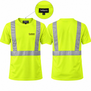 In Stock Custom Print <b>High</b> Visibility Long Sleeve Construction <b>Shirts</b> Dry Fit Hi <b>Vis</b> Men's Safety Work <b>T</b>-<b>shirts</b> with Pocket - Product Image 1