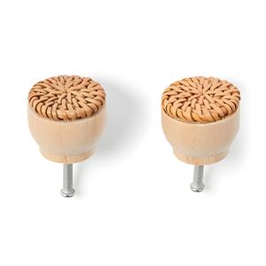 Poignée de porte de placard vintage faite à la main écologique en gros meilleure vente boutons de traction en rotin avec jeu de vis - Product Image 6