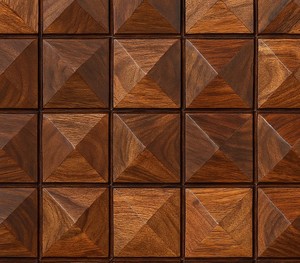 Banco de Almacenamiento Tallado en Madera Maciza |   Sofá de Entrada Tapizado con Patrón de Pirámide 3D |   Muebles de Salón al por Mayor - Product Image 4