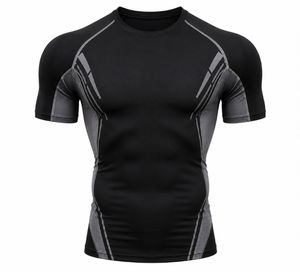 Men's Blue Short Sleeve Compression T-Shirt Quick Dry Slim Fit Sporty O-Neck Knitted Solid 180 Grams Breathable Athletic Wear - Product Image 2