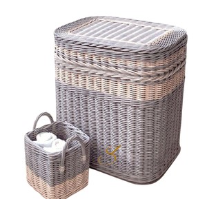 Natural Rattan Storage <b>Basket</b> with Lid Handmade <b>Wicker</b> <b>Laundry</b> Hamper for Home Decor and Organization - Product Image 4