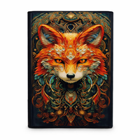 Carnet de notes à couverture rigide en cuir véritable avec impression UV Fox, 100 feuilles de papier vintage en coton, personnalisable, cadeau, carnet de croquis artistique