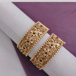 Openable <b>Bangles</b> <b>Set</b> Gold Plated Pota Stone Fine Jewelry Collection - Product Image 1