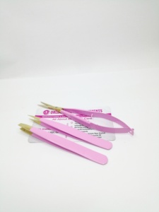 Gold Pink Eyebrow Tweezers Spring Scissors 3 Pcs Set Slanted Tweezers Stainless Steel Pointed Eyebrows Tweezers Brow Scissor - Product Image 5