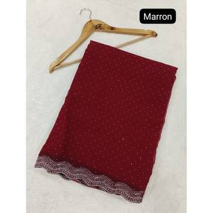 TREANDING SEDA SIROSKI TRABAJO SAREE CON BLUSA SIN COSTAR GRANATE - Product Image 1