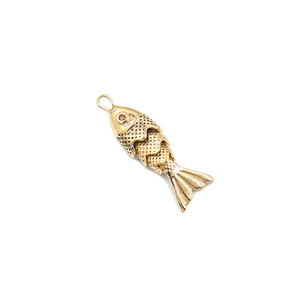 จี้รูปตาปลาประดับเพชรคิวบิกเซอร์โคเนียสีส้ม ทำจากทองเหลืองชุบทอง 18K สำหรับทำสร้อยคอและเครื่องประดับ - Product Image 1