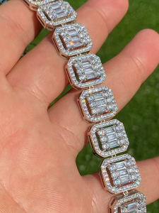 Luxury Emerald Cut Moissanite Bracelet Iced Out Square Link White Gold Finish Statement Hip Hop Jewelry for <b>Men</b> Women - Product Image 5