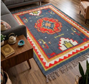 Tapis tribal bohème, tapis géométrique du sud-ouest, décoration de sol rustique pour salon, chambre et maison - Product Image 1