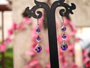 Nikhil Gems NG-033 925 Sterling Silver Gold Plated Pear Cut Amethyst Multi Gemstone Dangle Trendy Bridal <b>Earrings</b> Third Party - Product Image 5