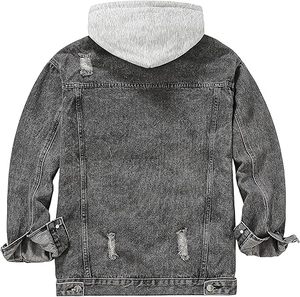 Acid Wash Vintage Black Jeans <b>Men's</b> Clothing Pullover Custom Denim Hoodie Thick Winter French Terry Jacket <b>Raincoat</b> Jackets Hood - Product Image 5