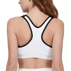 Women's White Sports <b>Bra</b> With Black Trim Racerback Design Workout Top Gym Activewear - Product Image 5