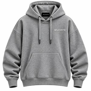 Sweat à capuche pour homme personnalisé en molleton 100% coton gris chiné, coupe ample, poche kangourou, 450 GSM, impression personnalisée, qualité supérieure - Product Image 1