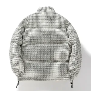 Veste matelassée réversible à carreaux pour homme, col montant, fermeture éclair, en polyester épais, idéale pour l'hiver et les tenues décontractées - Product Image 4