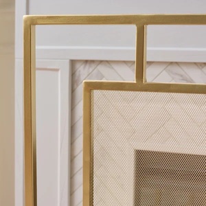 Paravent de cheminée autoportant en métal géométrique à cadre imbriqué, grille de protection résistante à la chaleur et aux étincelles, bouclier de foyer moderne - Product Image 2