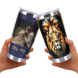 Stainless Steel Tumbler 20oz Double Wall <b>Insulated</b> Travel <b>Cup</b> With Lion Design For Camping And Outdoor Use - Product Image 2