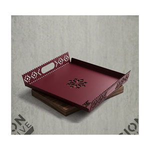 Plateau de service rectangulaire en métal, nouveau design, plateau décoratif pour collations, desserts, thé, café, vaisselle élégante personnalisée - Product Image 5