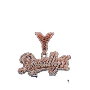 Joyería de Hip Hop Bling Moissanite diamante Personal plata sólida chapado en oro rosa hecho por el hombre nombre personalizado y logotipo colgante helado - Product Image 1