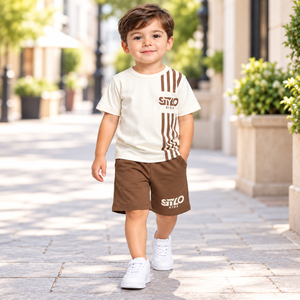 Conjunto de Verano de 2 Piezas para Niños, Camiseta de Manga Corta Estampada y Pantalones Cortos, Alta Calidad, Personalizable - Product Image 3