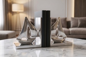 Elegantes sujetalibros ajustables en forma de barco, de aluminio plateado, estilo Art Deco, para decoración de cumpleaños - Product Image 3