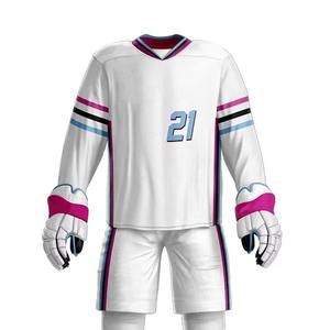 Camiseta de hockey sobre hielo personalizada, uniforme de equipo sublimado, estampado sólido, nombre y número personalizados, 100% poliéster, malla acolchada en la parte delantera - Product Image 4