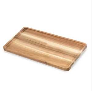 Plateau de service ovale de luxe en bois avec poignées en laiton, finition teinte foncée, pour table basse décorative ou rangement de vanité - Product Image 2