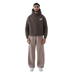 Sweat-shirt à capuche oversize marron personnalisé avec logo pour femme, en molleton épais, coupe décontractée, style streetwear, vente en gros - Product Image 4