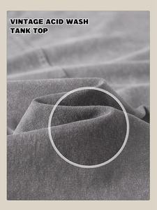 Camisetas sin mangas de punto de algodón lavado con ácido personalizadas para hombre, camisetas sin mangas holgadas para gimnasio, camisetas transpirables de secado rápido para entrenamiento y correr - Product Image 4