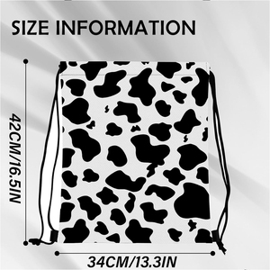 <b>Drawstring</b> <b>Backpack</b> Cow Print Pattern Portable Sport Bag Modern Style Digital Printing Wholesale OEM Supplies - Product Image 6