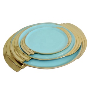 Customized Set of 3 Heart Shaped <b>Metal</b> Serving Tray in Red and Gold for Home and Hotel Use Dishes & <b>Plates</b> - Product Image 4