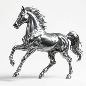 Sculpture de cheval en aluminium massif pour les intérieurs élégants des maisons, avec une finition métallique polie et des détails artistiques raffinés - Product Image 2