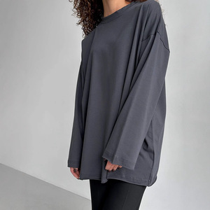 T-shirt pour femme de haute qualité, style streetwear, col rond, manches longues, décontracté, grande taille, pour la gym, 260 g/m², tissu lourd - Product Image 5