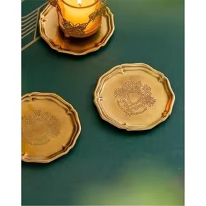 Artistic Gold Metal <b>Coaster</b> <b>Set</b> for Tea Coffee Mug Protection and Luxury Tabletop Decoration - Product Image 1