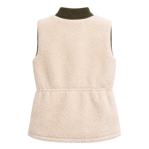 High Quality Women's Solid Cream Polar <b>Fleece</b> Vest With Zipper Stand Collar Casual Outerwear Warm Pocket Sleeveless <b>Gilet</b> OEM - Product Image 4