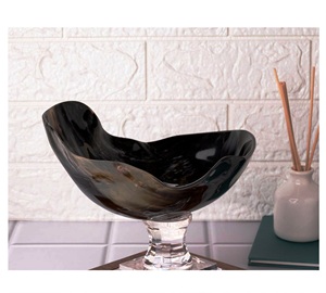 427 Cuerno de búfalo natural Rústico Moderno Oval Formas redondas Cuerno Plato de afeitar - Product Image 1