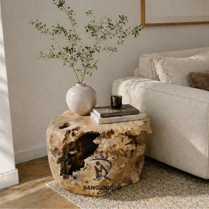 Modern Wood <b>Side</b> <b>Table</b> Handmade Natural Hollow Design Living Room Furniture - Product Image 1
