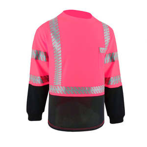 เสื้อยืดก่อสร้างแบบแห้งเร็ว สีเหลือง แขนยาว สำหรับผู้ชาย สะท้อนแสง โพลีเอสเตอร์ เสื้อนิรภัย มีกระเป๋า - Product Image 4