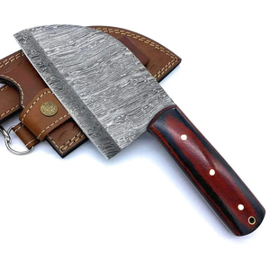 Cuchillo de Chef Burraq OEM de Acero de Damasco Hecho a Mano de Grado Industrial, Cuchillo Multifuncional con Patrón Trenzado, Funda de Cuero, 10 Pulgadas - Product Image 5