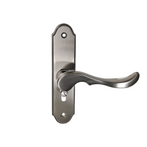 Kit de quincaillerie de poignée de porte intérieure moderne en nickel brossé pour usage hôtelier - Product Image 1