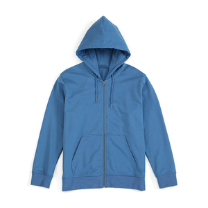 Sudadera con Capucha Azul Personalizada para Hombre 2026, Cierre de Cremallera, Corte Regular, Color Sólido, Algodón French Terry, Estilo Casual para Otoño - Product Image 1