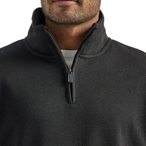Pull à demi-zip en polaire noir personnalisé pour homme, coupe oversize, col montant, manches longues, couleur unie, respirant, vêtement personnalisé - Product Image 4