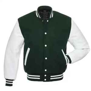 Veste bomber varsity pour homme en toile de qualité supérieure, décontractée, respirante, écologique, design hivernal, boutonnée - Product Image 6