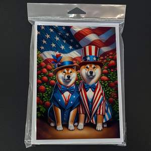 All American Shiba Inu Whimsical A7 Tamaño 5x7 Tarjetas de notas en blanco Paquete de 8 con sobres para saludos - Product Image 3