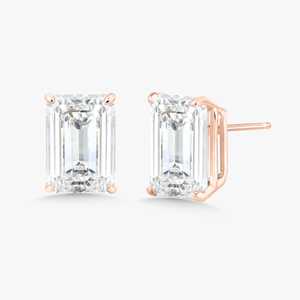 Boucles d'oreilles clous en diamant 6 carats en or massif 10K 14K 18K, serties de griffes, émeraude étincelante de laboratoire, classiques, avec fermoir poussoir, bijoux fins - Product Image 5