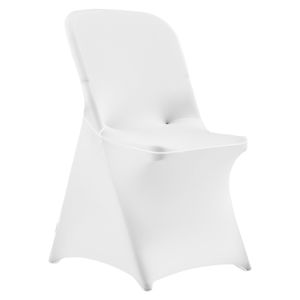 30 Pezzi Coprisedia Bianchi Personalizzati in Poliestere Elasticizzato per Matrimoni, Feste, Banchetti, Stile Sedia con Seduta Piatta - Product Image 1