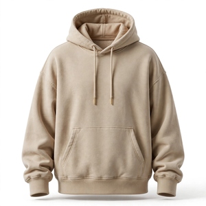 Sudadera con Capucha para Hombre, Corte Regular, Color Beige, 100% Algodón Felpa, Diseño Casual con Bolsillos, Transpirable, para Invierno - Product Image 1
