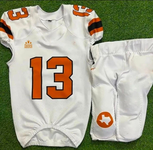 Uniforme de football américain à séchage rapide, personnalisable avec logo d'équipe, maillot et pantalon, équipement léger et performant pour les matchs de ligue - Product Image 1