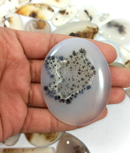 พลอยแท้แบบหลวมขายส่ง Radha Arts Dendritic Agate Cabochons สีเบจ สำหรับทำเครื่องประดับ พลอยธรรมชาติ - Product Image 4