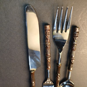 Ensemble de couverts haut de gamme |   Ensemble de couverts en or/argent poli miroir 4 pièces |   Ustensiles écologiques de style tropical pour hôtels, restauration gastronomique - Product Image 4